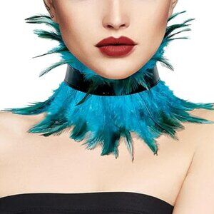 Natural Feather Blue Choker